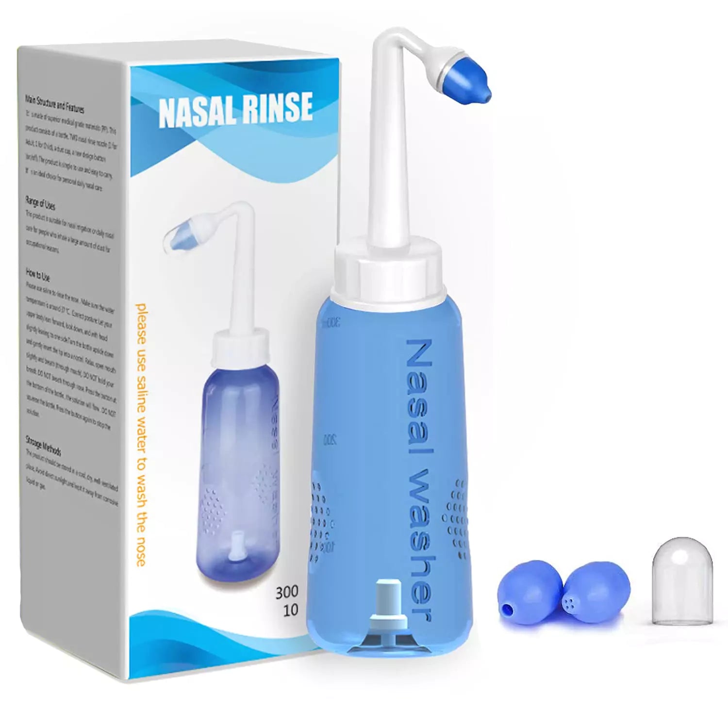 जल नेति की बोतल नमक के पैकेट के साथ