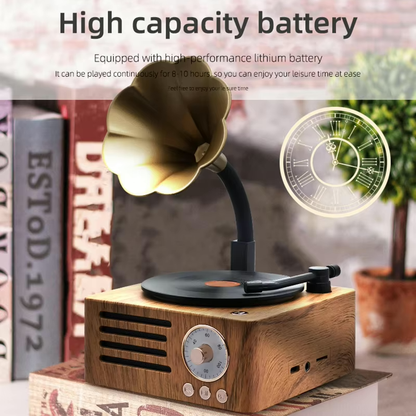 रोटेटिंग डिस्क वाला रेट्रो ग्रामोफोन ब्लूटूथ स्पीकर